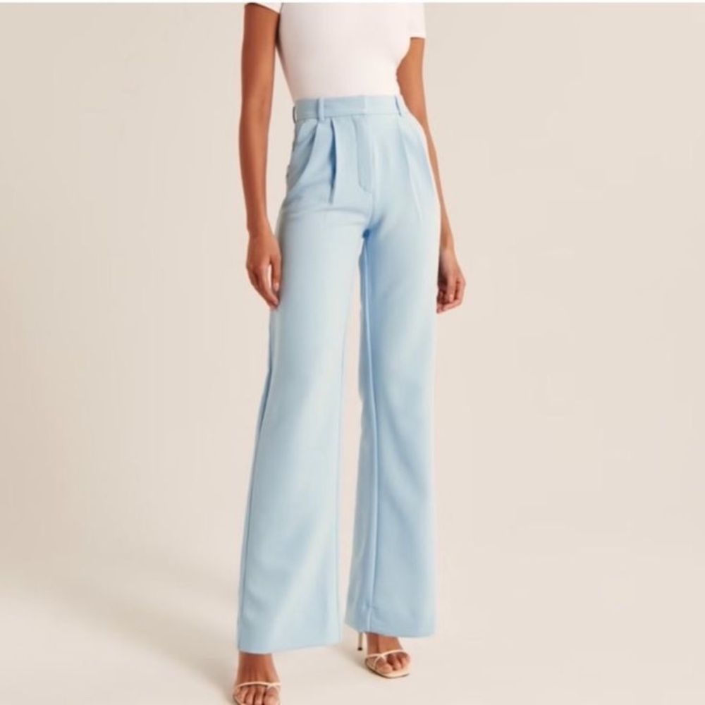 Abercrombie & Fitch Light Blue Sloane Tailored Wide Leg Pants